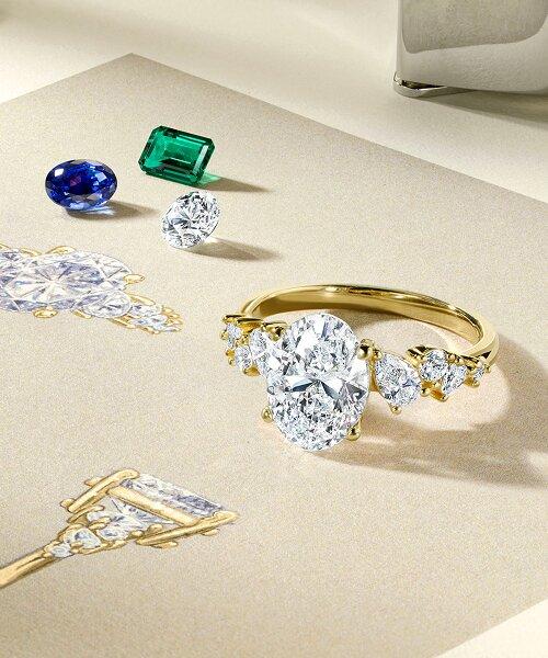 Diamond engagement ring and wedding ring from the 20th Anniversary collection.