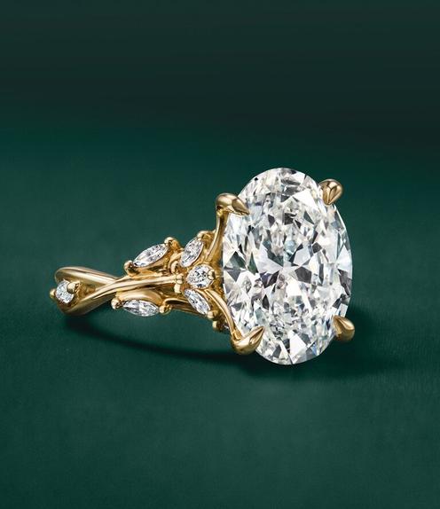 Gold diamond engagement ring.
