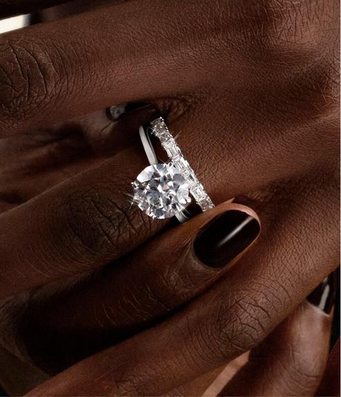 Model Wearing Solitaire Diamond Engagement Ring