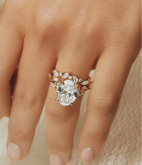 Model Wearing Nature Inspired Diamond Engagement Ring